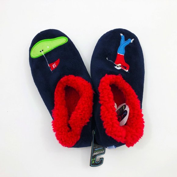 NWT Snoozies Men's Slippers Golf the 18th Hole Medium 9/10 Dark Navy Blue - Picture 4 of 5